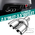 Dual Exhaust Tip Tailpipe 2.5 Inch Inlet 3.5" Outlet 9.5" Length Polished Stainless Exhaust Tip for Car Truck Double Wall